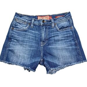 Lucky Legend Denim Shorts Frayed Hem Blue‎ Wash Casual Summer Made in USA 2/26